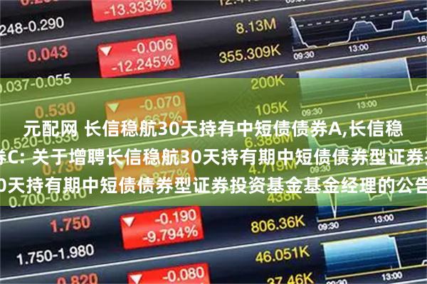 元配网 长信稳航30天持有中短债债券A,长信稳航30天持有中短债债券C: 关于增聘长信稳航30天持有期中短债债券型证券投资基金基金经理的公告
