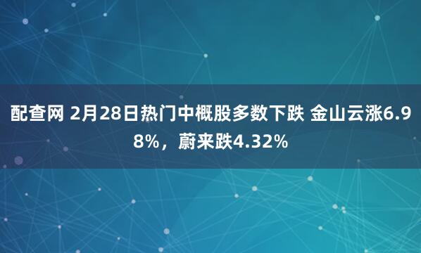 配查网 2月28日热门中概股多数下跌 金山云涨6.98%，蔚来跌4.32%