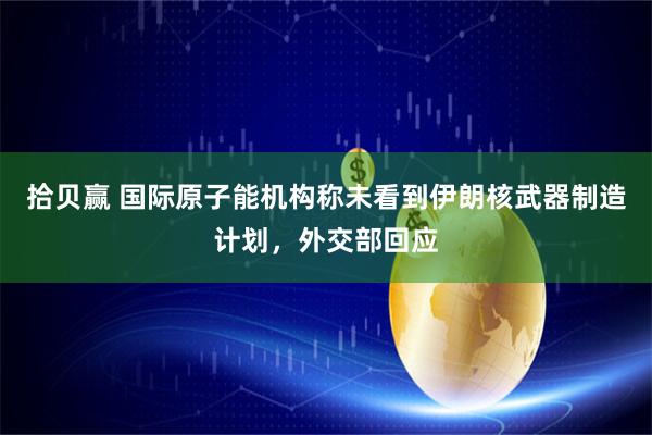 拾贝赢 国际原子能机构称未看到伊朗核武器制造计划，外交部回应